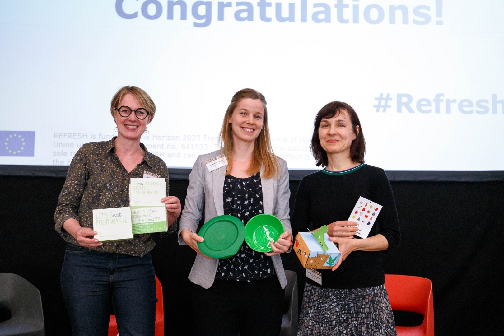 The three winners of the REFRESH ‘Doggy Bag’ Design Contest 2019 in Barcelona. The three winners of the REFRESH ‘Doggy Bag’ Design Contest 2019 in Barcelona.